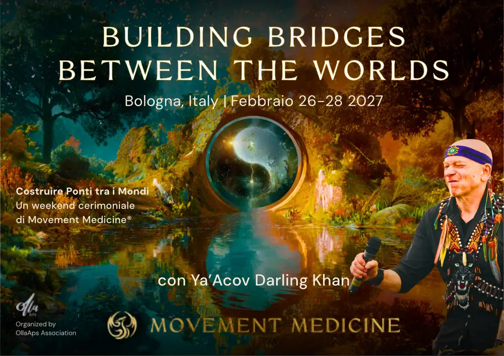 Ya'Acov Darling Khan leading a Movement Medicine ceremony, Bologna 2027 event poster